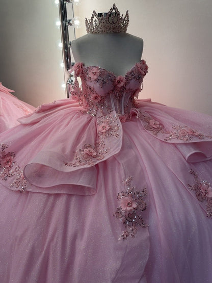 Luxury Tulle Lace Ruffle Beaded Princess Quinceanera Dresses for Sweet 16 HE930