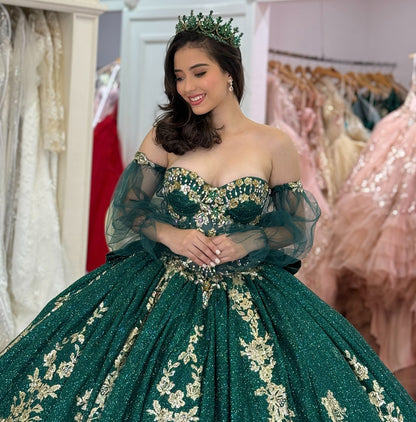 Vestidos de quinceañera con hombros descubiertos, tul princesa, apliques, vestidos de quinceañera HE530