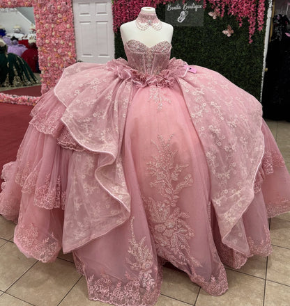 Sweetheart Gorgeous Corset Tulle Lace Beaded Quinceanera Dresses for Sweet 16 HE945
