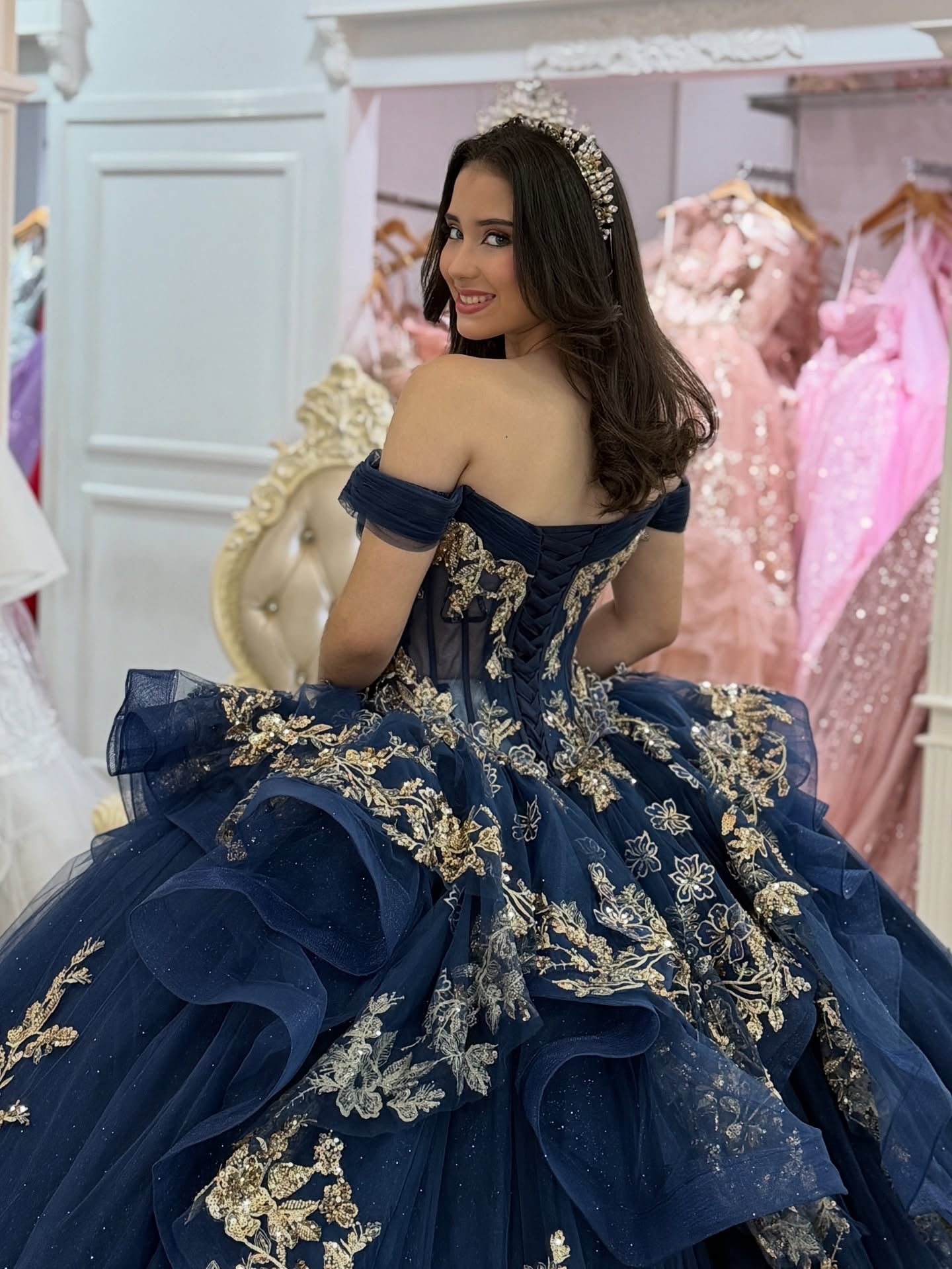 Vestidos de quinceañera con hombros descubiertos, tul princesa, apliques, vestidos de quinceañera HE530
