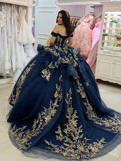 Vestidos de quinceañera con hombros descubiertos, tul princesa, apliques, vestidos de quinceañera HE530