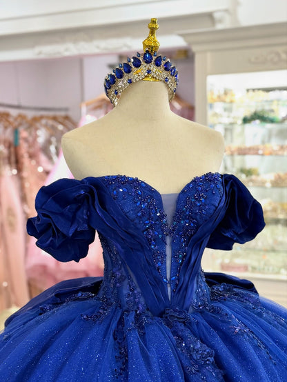 Glittery Tulle Appliqued Corset Princess Quinceanera Dresses for Sweet 16 HE969