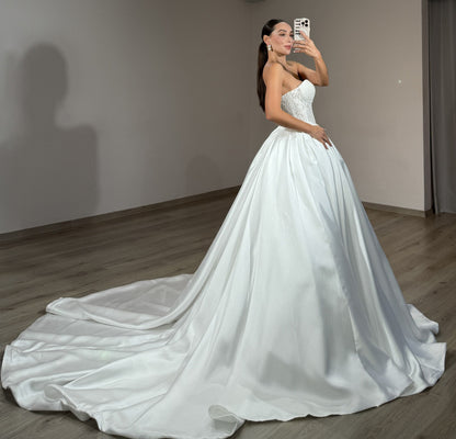 Sweetheart A-Linie Tüll 3D Blumen Strand Brautkleider für die Braut HE878