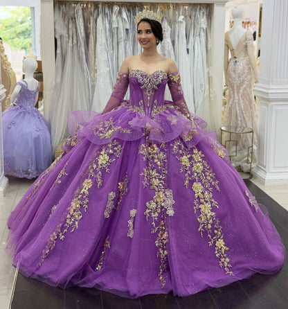 Sweetheart Ball Gown Princess Sweet 16 Quinceanera Dresses with Detachable Sleeves HE1004