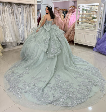 Vestidos de quinceañera con hombros descubiertos, tul princesa, apliques, vestidos de quinceañera HE530