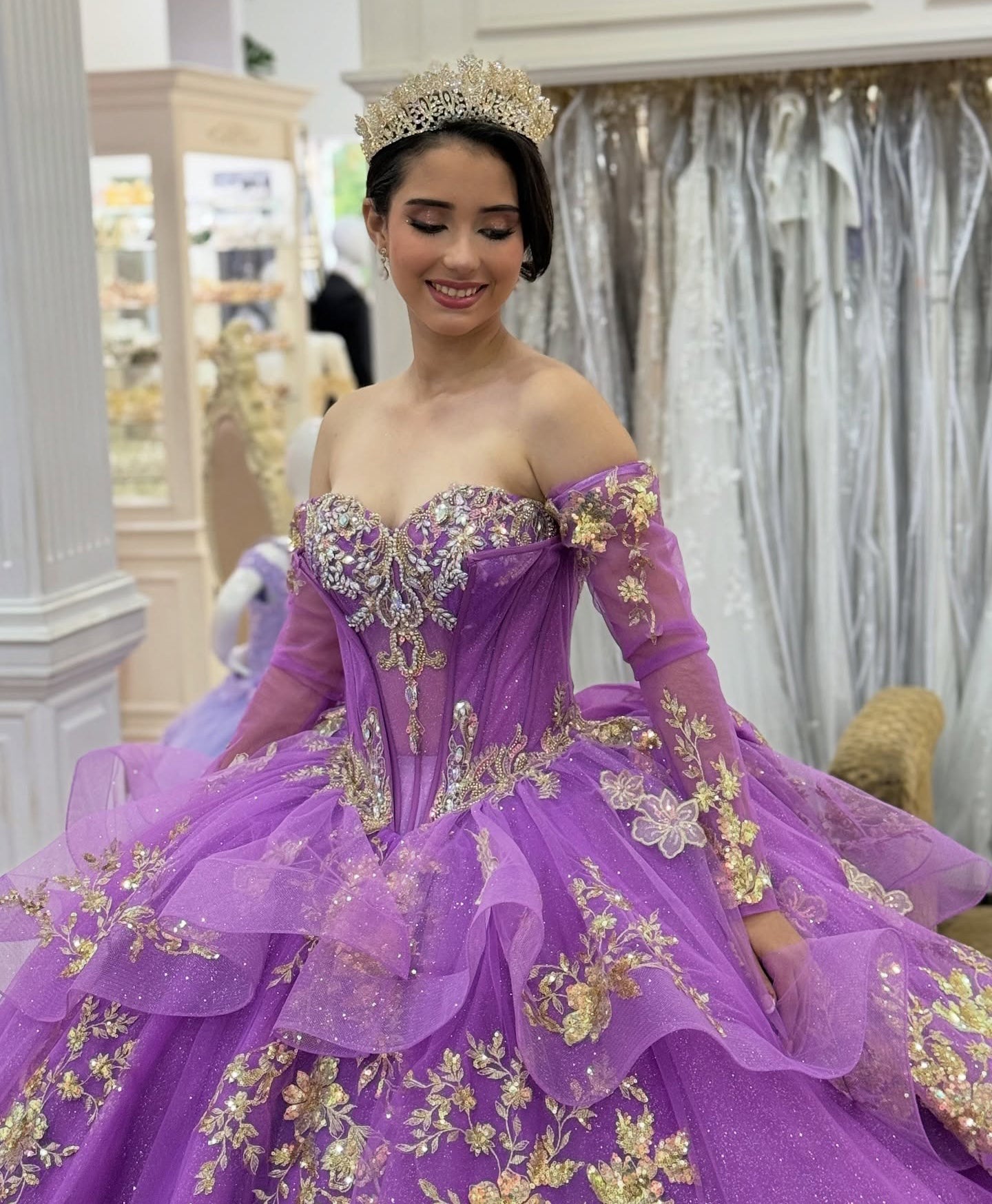 Sweetheart Ball Gown Princess Sweet 16 Quinceanera Dresses with Detachable Sleeves HE1004