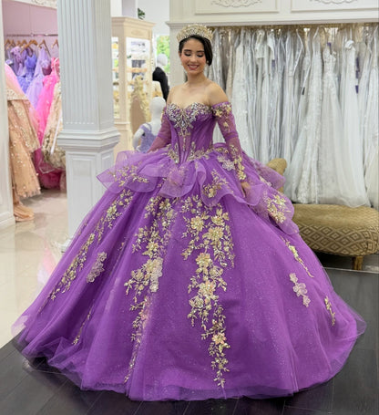 Sweetheart Ball Gown Princess Sweet 16 Quinceanera Dresses with Detachable Sleeves HE1004