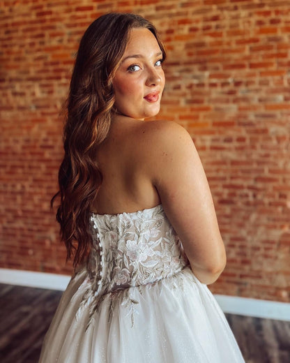 A Line Boho Wedding Dresses Sweetheart Corset Lace Wedding Gowns for Bride HE1113