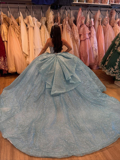 Glittery Sequin Tulle Beaded Princess Quinceanera Dresses Sweet 16 Birthday Gowns HE1046