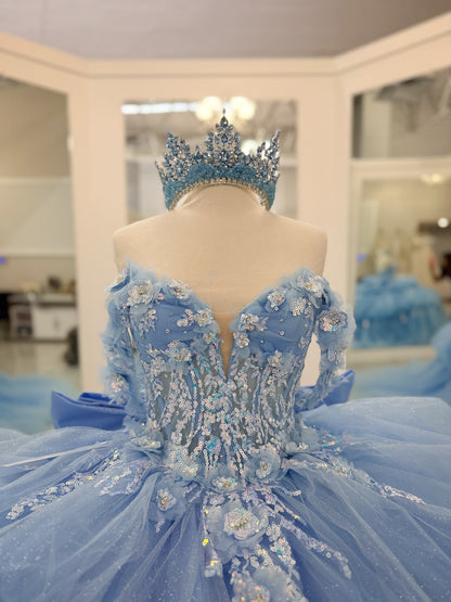 Vestidos de quinceañera con hombros descubiertos, tul princesa, apliques, vestidos de quinceañera HE530