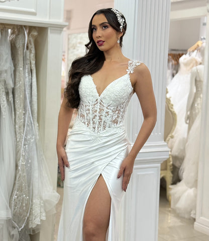 Sweetheart A-Linie Tüll 3D Blumen Strand Brautkleider für die Braut HE878