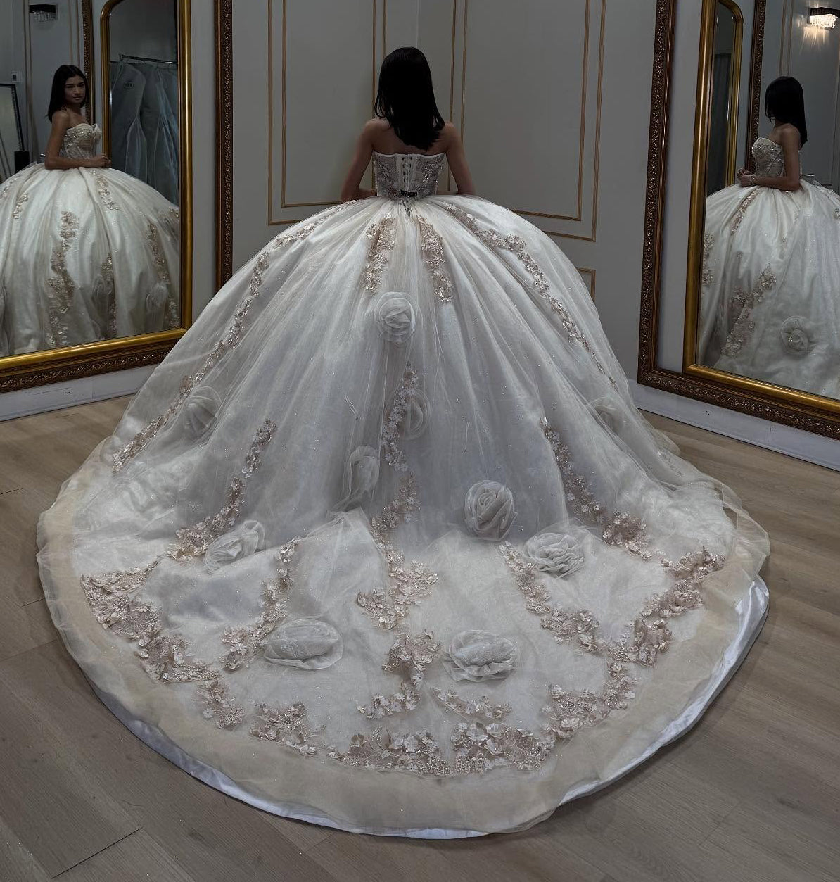 Ball Gown Sweetheart Tulle Appliqued Quinceanera Dresses Sweet 16 Birthday Party Gowns HE1066