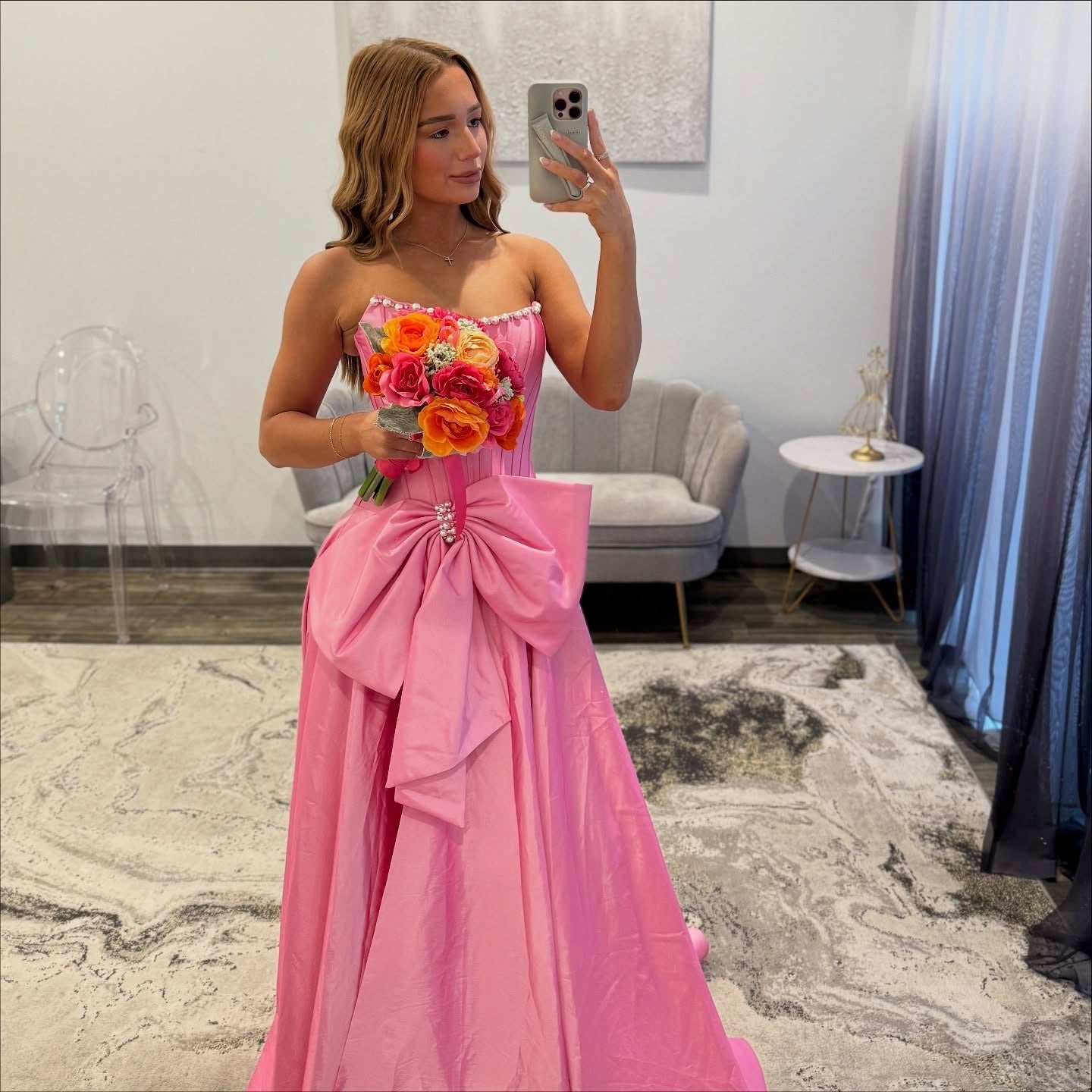 Women's Satin Corset Beaded Prom Dresses Long A Line Formal Party Gowns with Bowknot HE1079