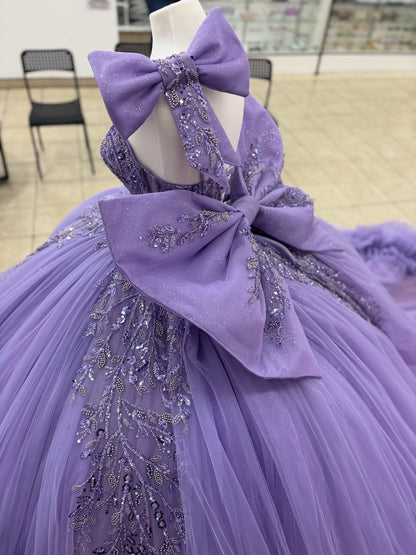 Princess Tulle Ruffled Lilac Quinceanera Dresses Lace Beaded Birthday Party Gowns HE1217