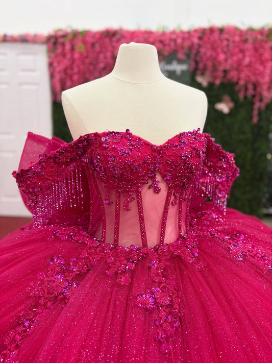 Ball Gown Tulle Corset Beaded Quinceanera Dresses Off Shoulder Party Gown for Sweet 16 HE1216