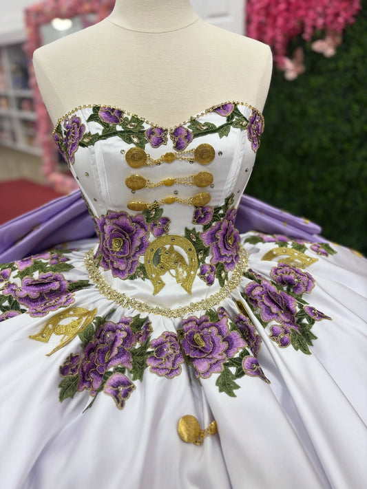 Sweetheart Ball Gown Lilac Quinceanera Dresses Tulle Ruffled Flower Sweet 16 Party Dress HE1215