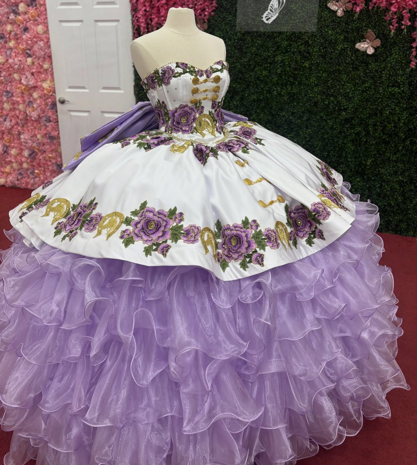 Sweetheart Ball Gown Lilac Quinceanera Dresses Tulle Ruffled Flower Sweet 16 Party Dress HE1215