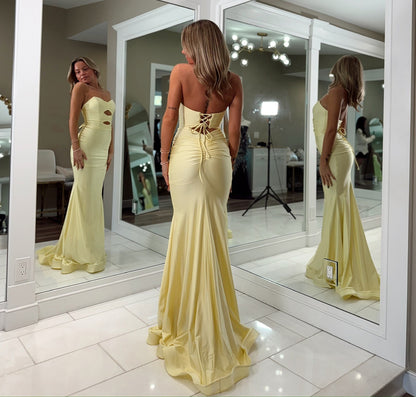 Women's Strapless Satin Keyhole Prom Dresses Sweetheart Evening Formal Gowns Long HE1097