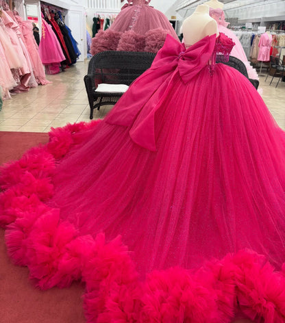 Ball Gown Tulle Corset Beaded Quinceanera Dresses Off Shoulder Party Gown for Sweet 16 HE1216