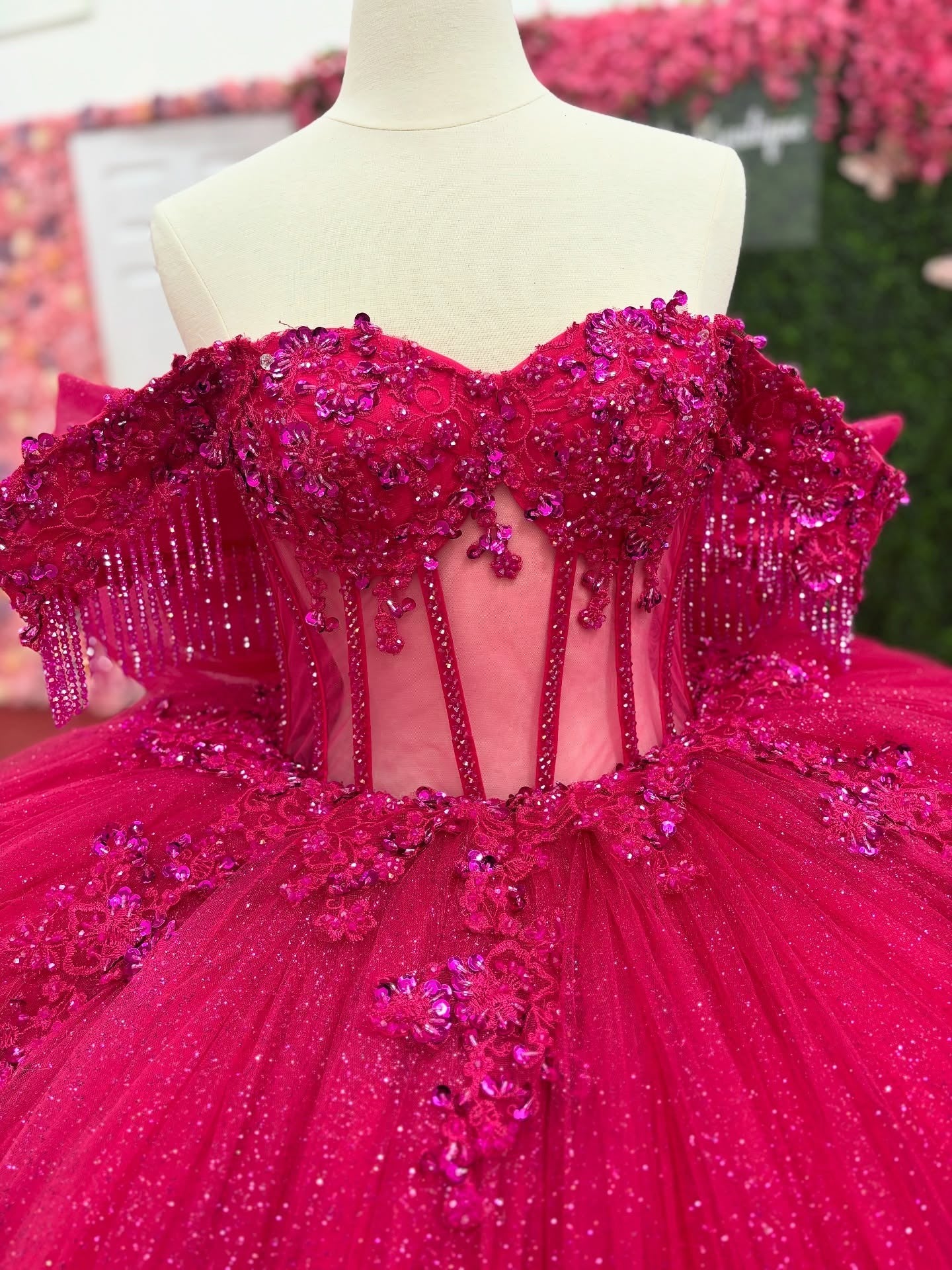 Ball Gown Tulle Corset Beaded Quinceanera Dresses Off Shoulder Party Gown for Sweet 16 HE1216