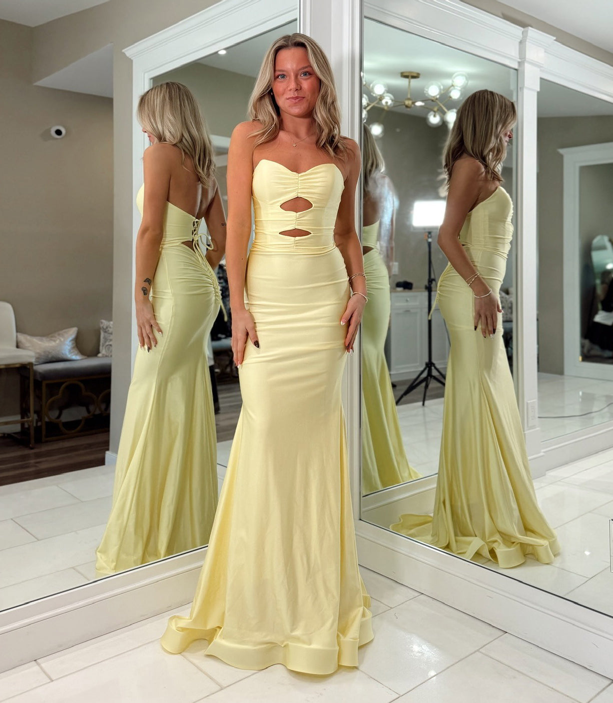 Women's Strapless Satin Keyhole Prom Dresses Sweetheart Evening Formal Gowns Long HE1097