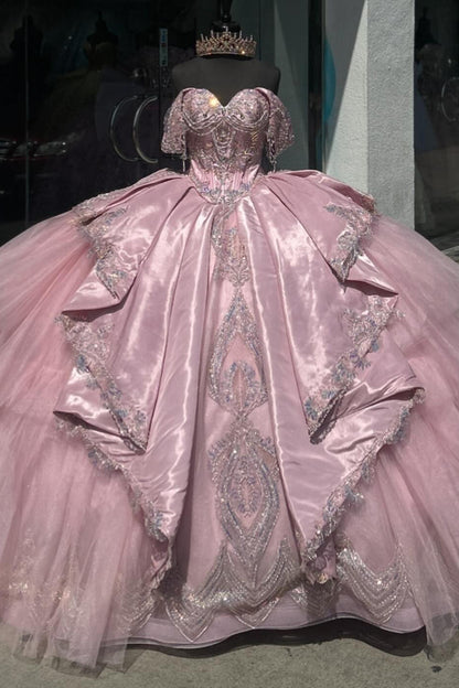 Vestidos de quinceañera con hombros descubiertos, tul con cuentas, vestidos de fiesta de graduación HE433