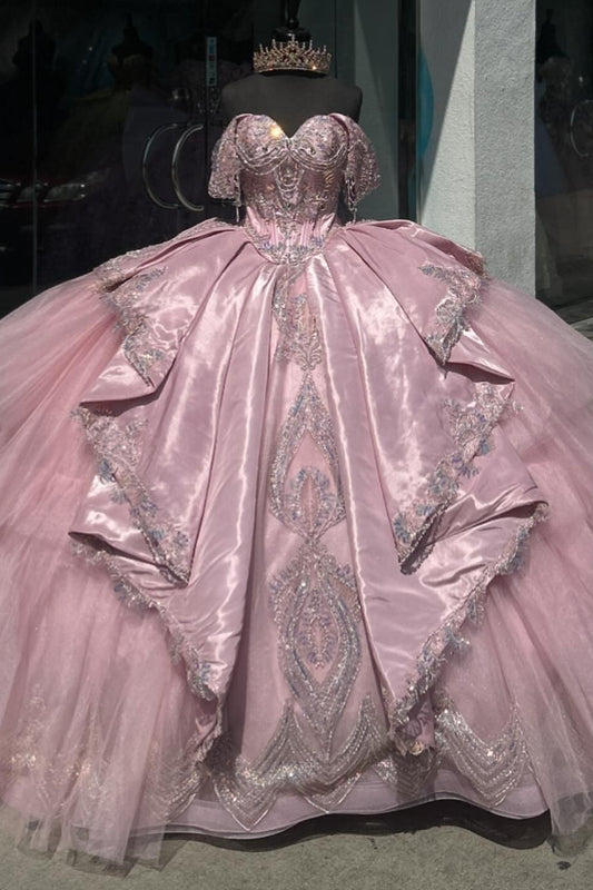 Vestidos de quinceañera con hombros descubiertos, tul con cuentas, vestidos de fiesta de graduación HE433