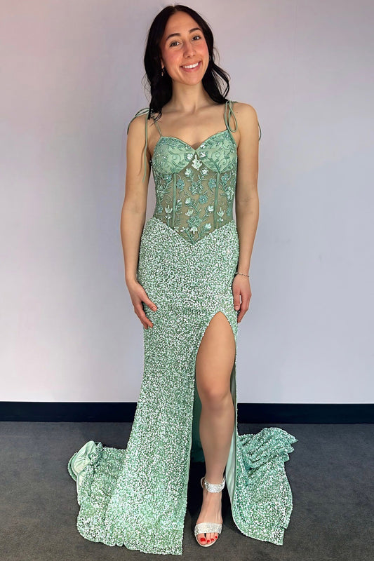 HE342-Mermaid Sweetheart Evening Dresses Long with Side Slit Sexy Backless Prom Gowns Corset Plus Size Party Dresses