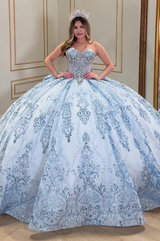 HE157-Vestido de quinceañera con escote corazón, preciosos vestidos de fiesta con apliques de encaje de tul, sin mangas, estilo princesa, para cumpleaños de 16 años