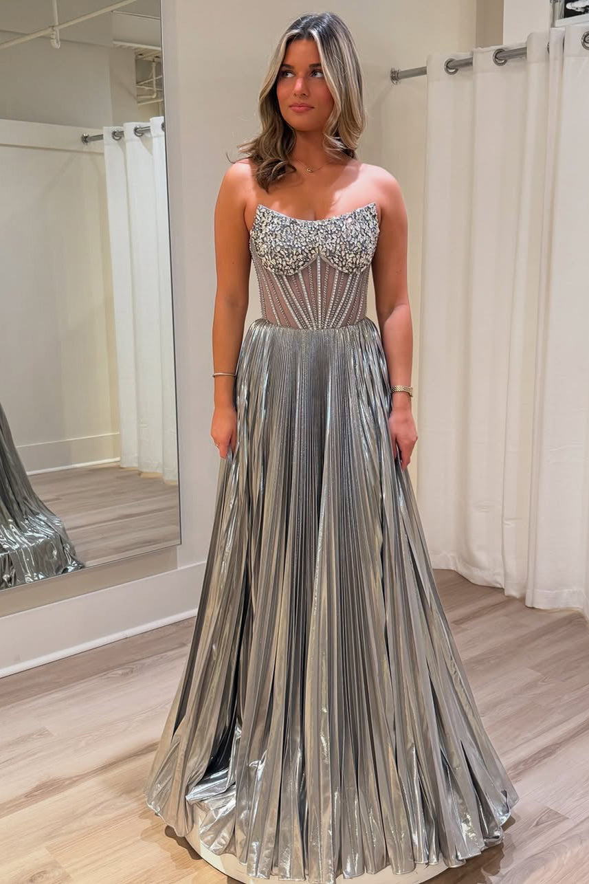 metallic dresses for women Sweetheart Long Prom Satin Beaded Evening Gowns HE107 Size:6 Drawer My Favorite IKEA Hack POLYESTERPattern Type prom_short