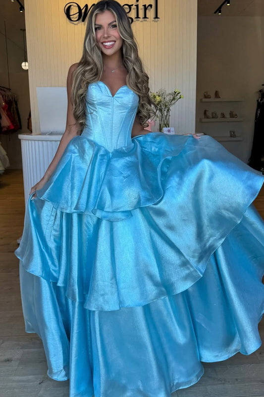 HE268-Vestidos de fiesta de corte A con escote en forma de corazón para mujer, sin mangas, con corsé, vestidos de noche largos de talla grande, vestidos de fiesta formales