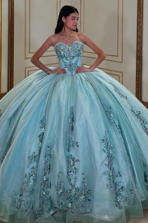 Sweetheart Princess Quinceanera Dresses Tulle Appliques Sweet 16 Party Dresses HE422