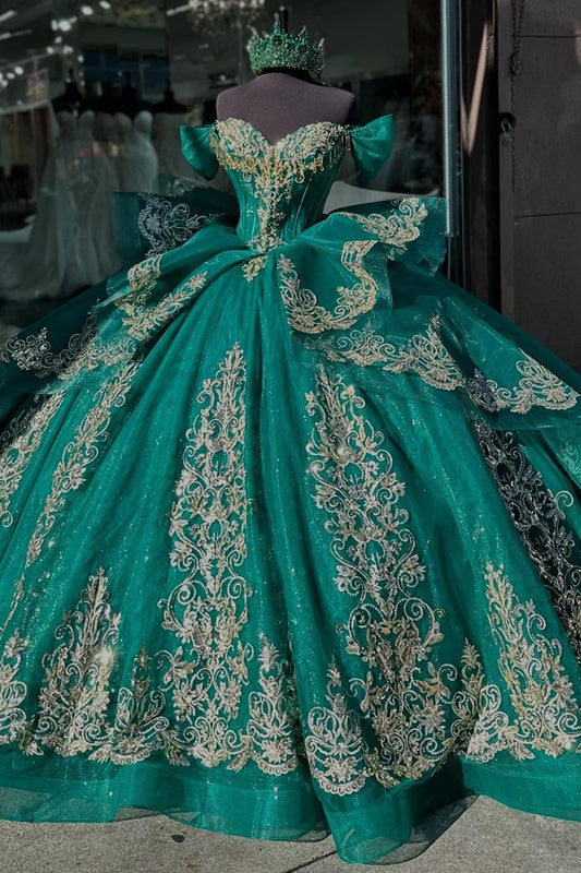 Vestidos de quinceañera con hombros descubiertos, tul princesa, apliques, vestidos de quinceañera HE530