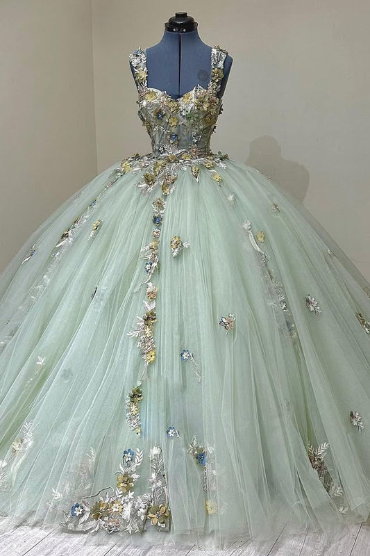 Gorgeous Ball Gown Quinceanera Dresses Tulle Appliques Party Gowns HE447