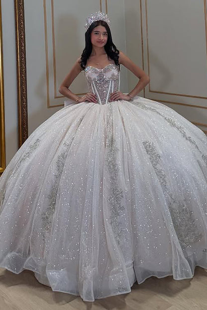 Vestidos de quinceañera con hombros descubiertos, tul princesa, apliques, vestidos de quinceañera HE530