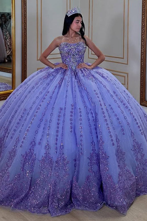 Sweetheart Sequin Beaded Quinceanera Dresses Princess Prom Dresses for Sweet 16 HE424