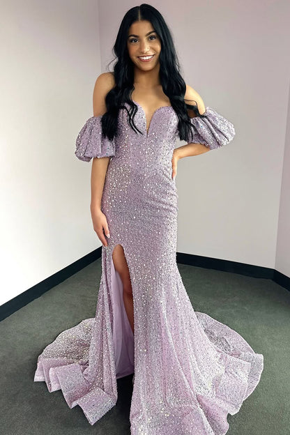 Vestidos de fiesta largos con escote corazón y lentejuelas brillantes de sirena HE339