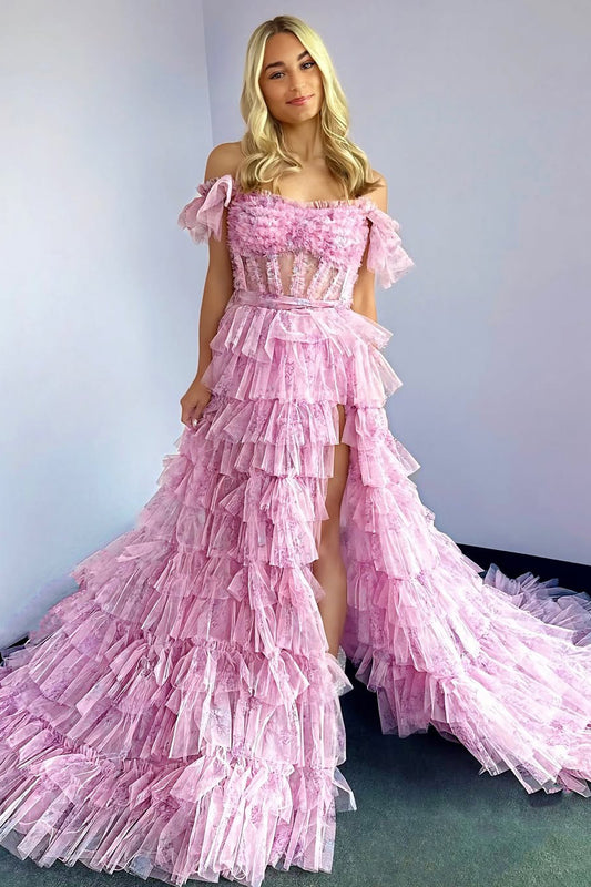Women's A Line Prom Dresses Long Evening Gowns Corset Floral Party Dresses HE346