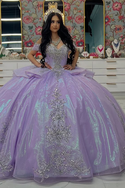 Ball Gown Sweet 16 Quinceanera Dresses Princess Tulle Appliques Party Dresses HE439