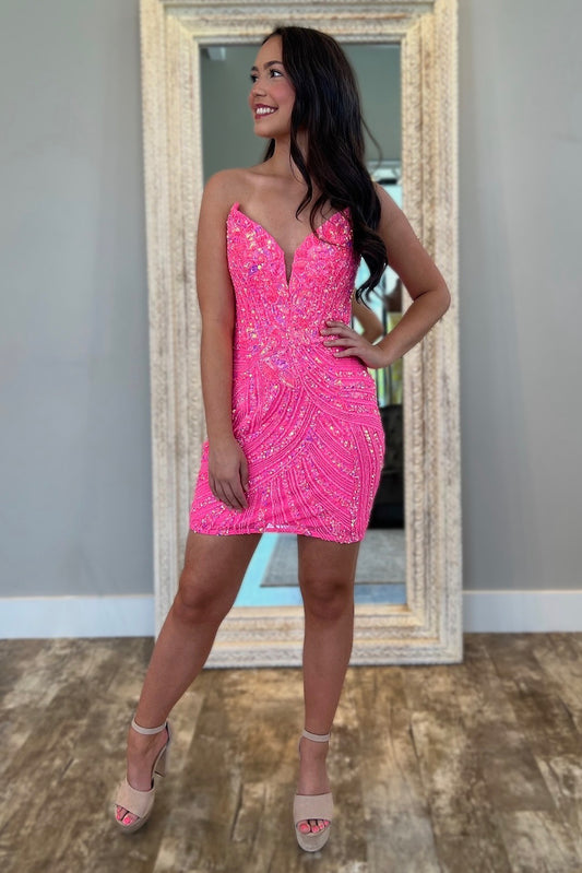 Vestidos de fiesta cortos con lentejuelas y cuentas para jóvenes HE533