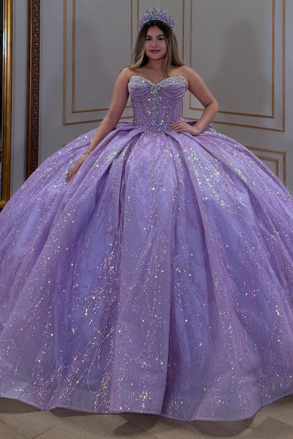 Sweetheart Glittery Sweet 16 Quinceanera Dresses Princess Sequin Beaded Party Gown HE378