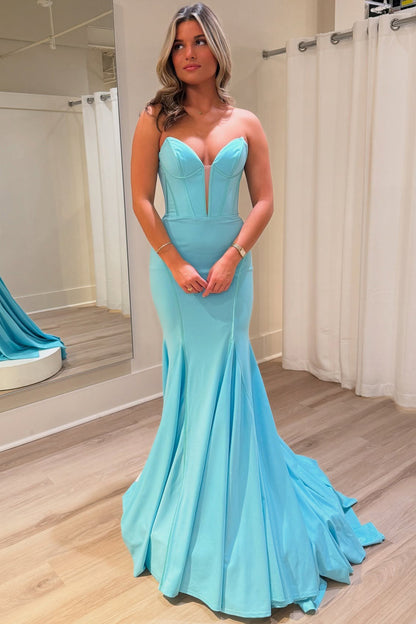 Women's Satin Prom Dresses Long Sweetheart Plus Size Evening Party Gowns HE128