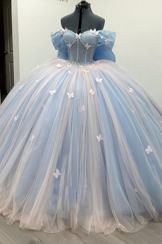 Vestidos de quinceañera con tul y flores, HE443