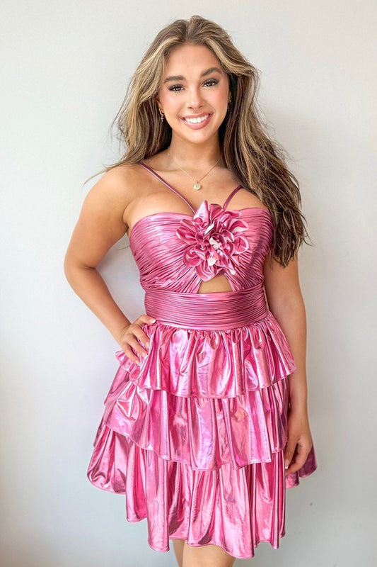 A Line Ruffles Homecoming Dresses Short Halter Neck Party Gowns HE395