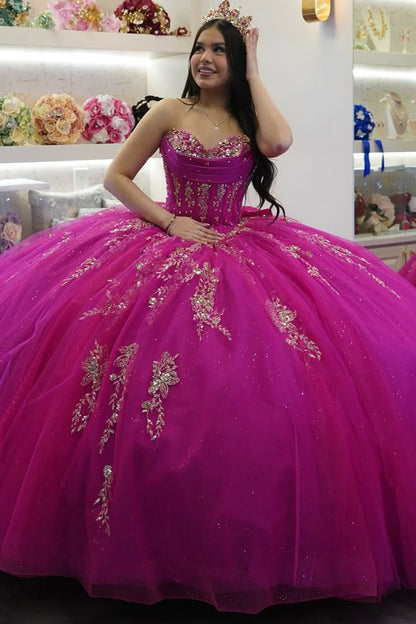 Vestidos de quinceañera con escote corazón y apliques de tul, vestidos de fiesta HE434