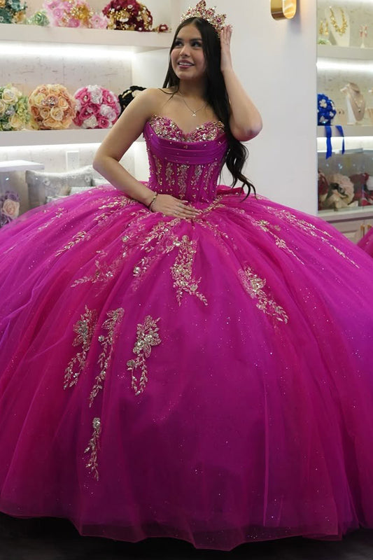 Vestidos de quinceañera con escote corazón y apliques de tul, vestidos de fiesta HE434
