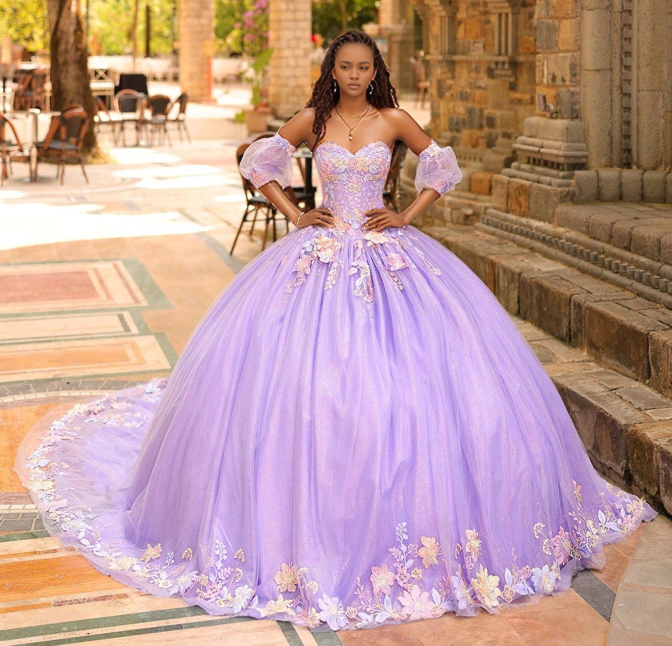 Sweetheart Ball Gown Princess Lilac Quinceanera Dresses with Detachable Sleeves HE857