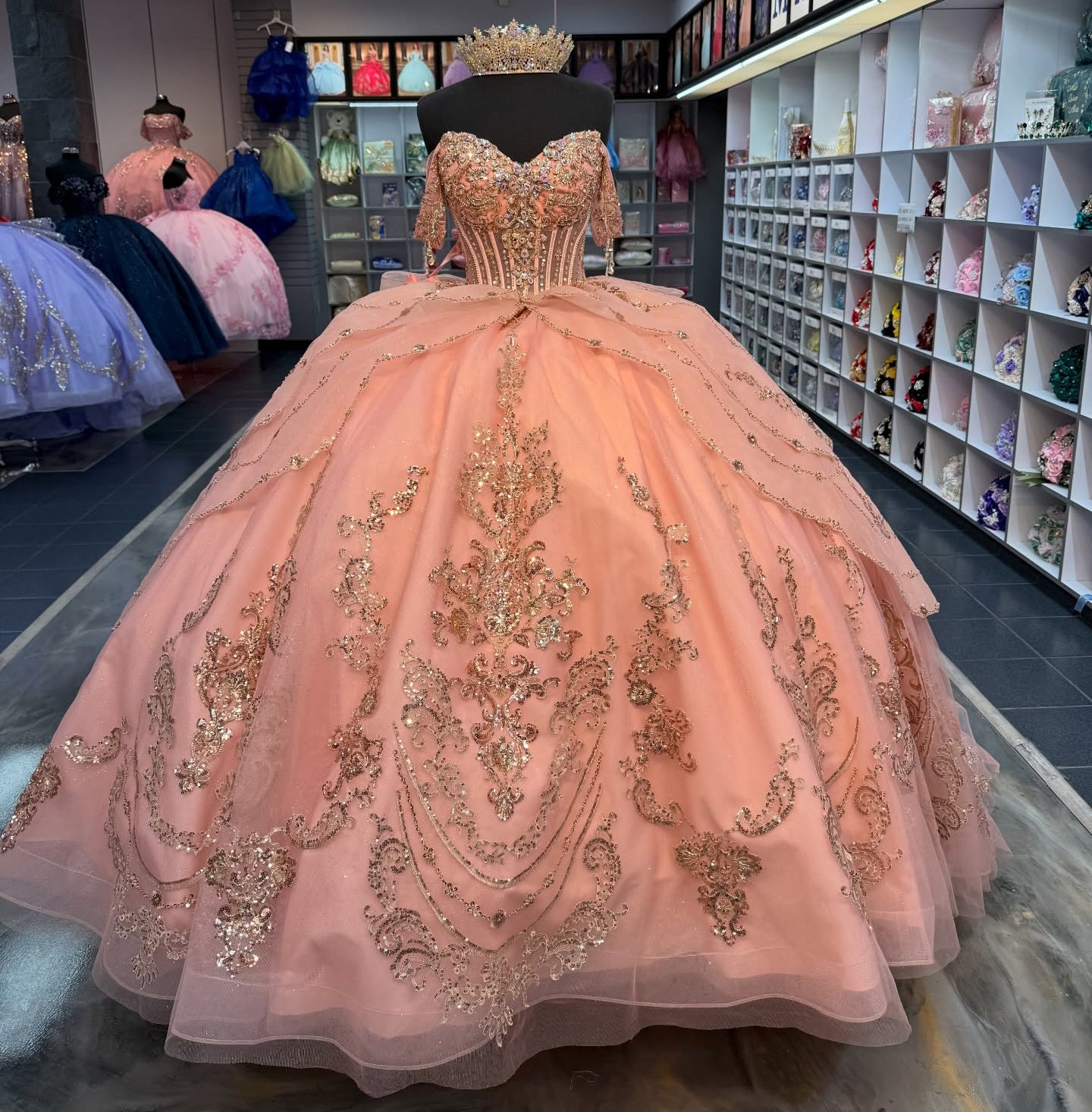 Glittery Sequin Beaded Lace Corset Sweet 16 Quinceanera Dresses for Birthday Party HE1567