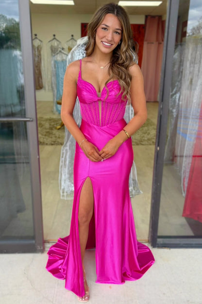 Vestido de noche largo de sirena con un hombro descubierto y lentejuelas brillantes, HE370