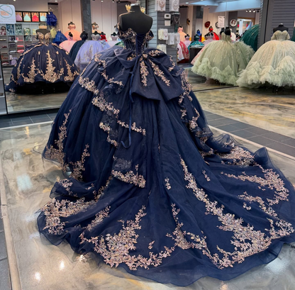 Luxury Lace Crystal Beaded Off Shoulder Quinceanera Dresses for Sweet 15 Party HE1565